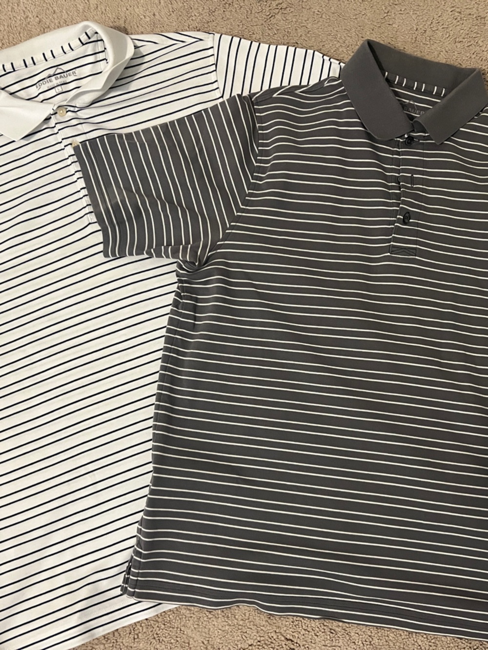 Eddie Bauer Mens Striped Polo Shirts Duo